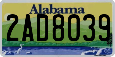 AL license plate 2AD8039