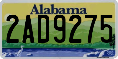 AL license plate 2AD9275