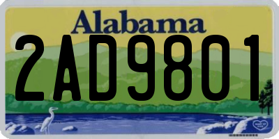 AL license plate 2AD9801