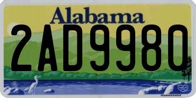 AL license plate 2AD9980
