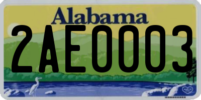 AL license plate 2AE0003