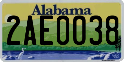 AL license plate 2AE0038