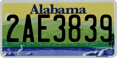 AL license plate 2AE3839