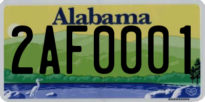 AL license plate 2AF0001