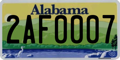 AL license plate 2AF0007