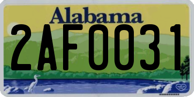 AL license plate 2AF0031