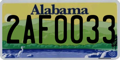 AL license plate 2AF0033