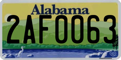 AL license plate 2AF0063