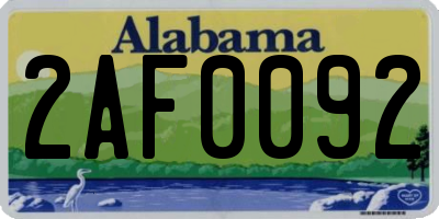 AL license plate 2AF0092
