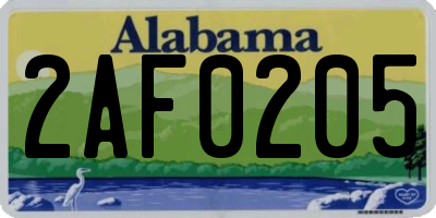AL license plate 2AF0205