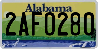 AL license plate 2AF0280