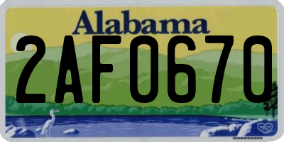AL license plate 2AF0670