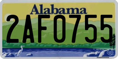 AL license plate 2AF0755