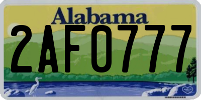 AL license plate 2AF0777