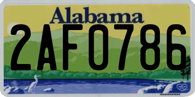 AL license plate 2AF0786