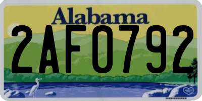 AL license plate 2AF0792
