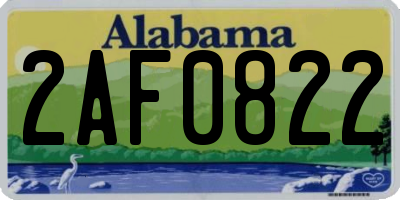 AL license plate 2AF0822