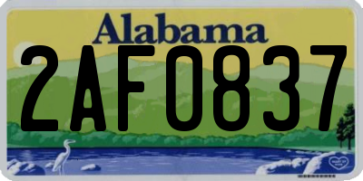 AL license plate 2AF0837