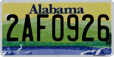 AL license plate 2AF0926