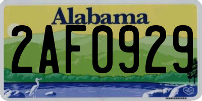 AL license plate 2AF0929