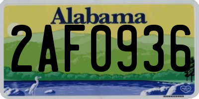 AL license plate 2AF0936