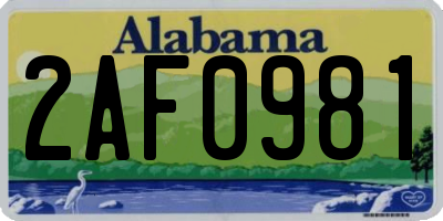 AL license plate 2AF0981