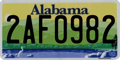 AL license plate 2AF0982