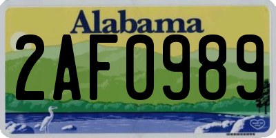 AL license plate 2AF0989