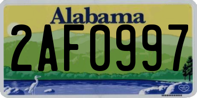 AL license plate 2AF0997