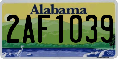 AL license plate 2AF1039