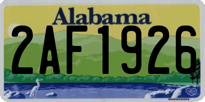AL license plate 2AF1926