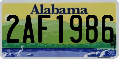 AL license plate 2AF1986