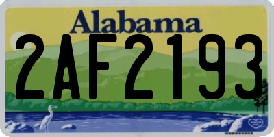 AL license plate 2AF2193
