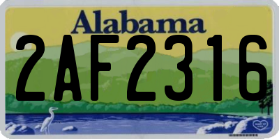 AL license plate 2AF2316