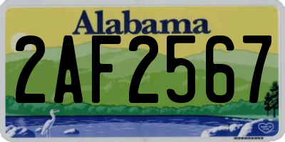 AL license plate 2AF2567