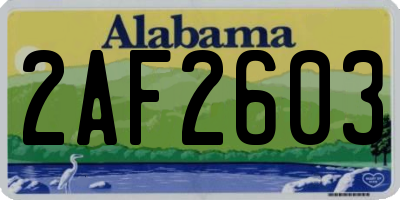 AL license plate 2AF2603