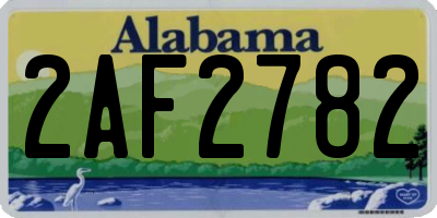 AL license plate 2AF2782