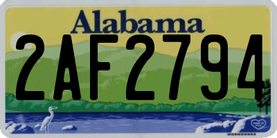 AL license plate 2AF2794
