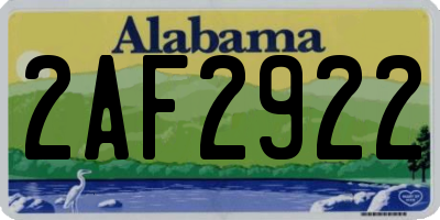 AL license plate 2AF2922