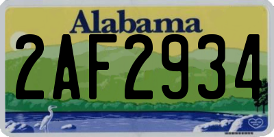 AL license plate 2AF2934