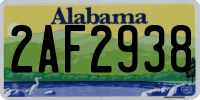 AL license plate 2AF2938