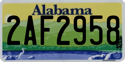 AL license plate 2AF2958