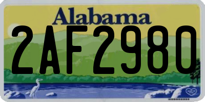AL license plate 2AF2980