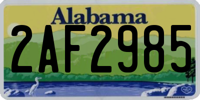 AL license plate 2AF2985