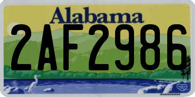AL license plate 2AF2986