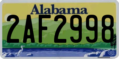 AL license plate 2AF2998
