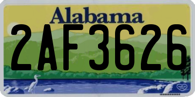 AL license plate 2AF3626