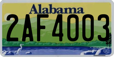 AL license plate 2AF4003