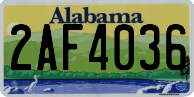 AL license plate 2AF4036