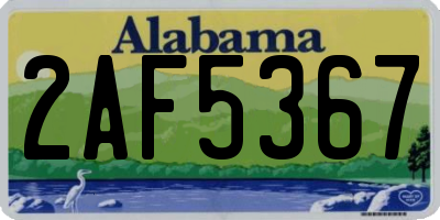 AL license plate 2AF5367